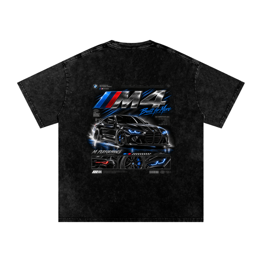 Snow Washed Oversized Cotton  BMW M4 COMPETION  T-Shirt