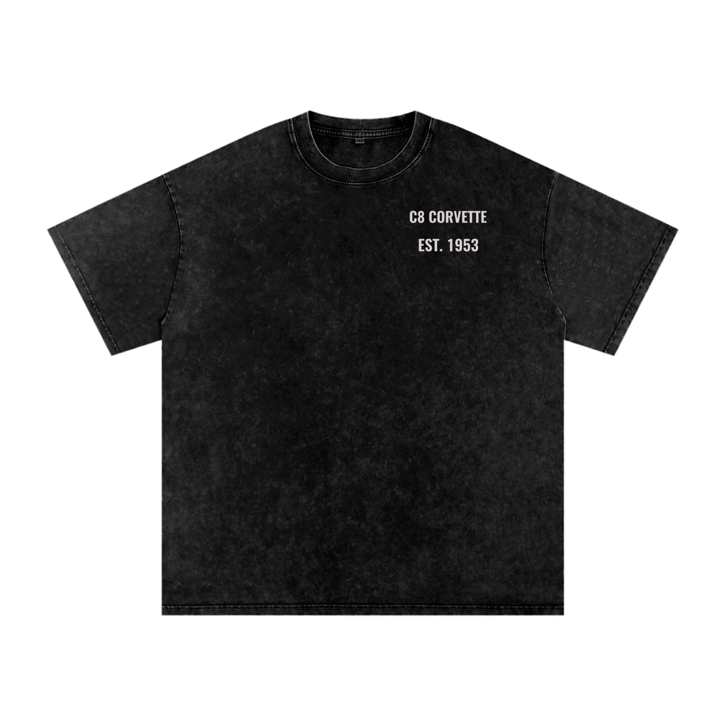 Snow Washed Oversized C8 CORVETTE Cotton T-Shirt