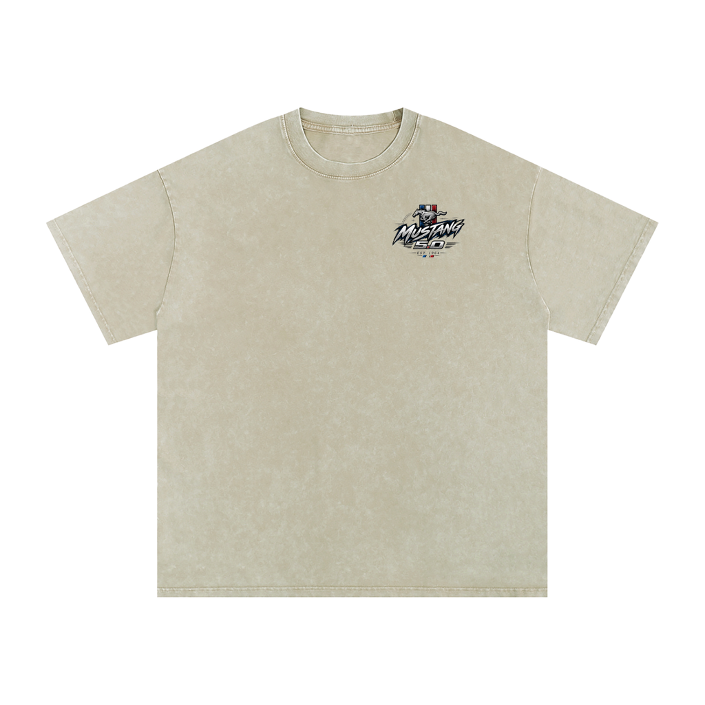 Snow Washed Oversized MUSTANG 5.0  Cotton T-Shirt
