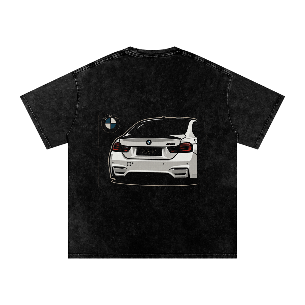 Snow Washed Oversized bow m4  Cotton T-Shirt