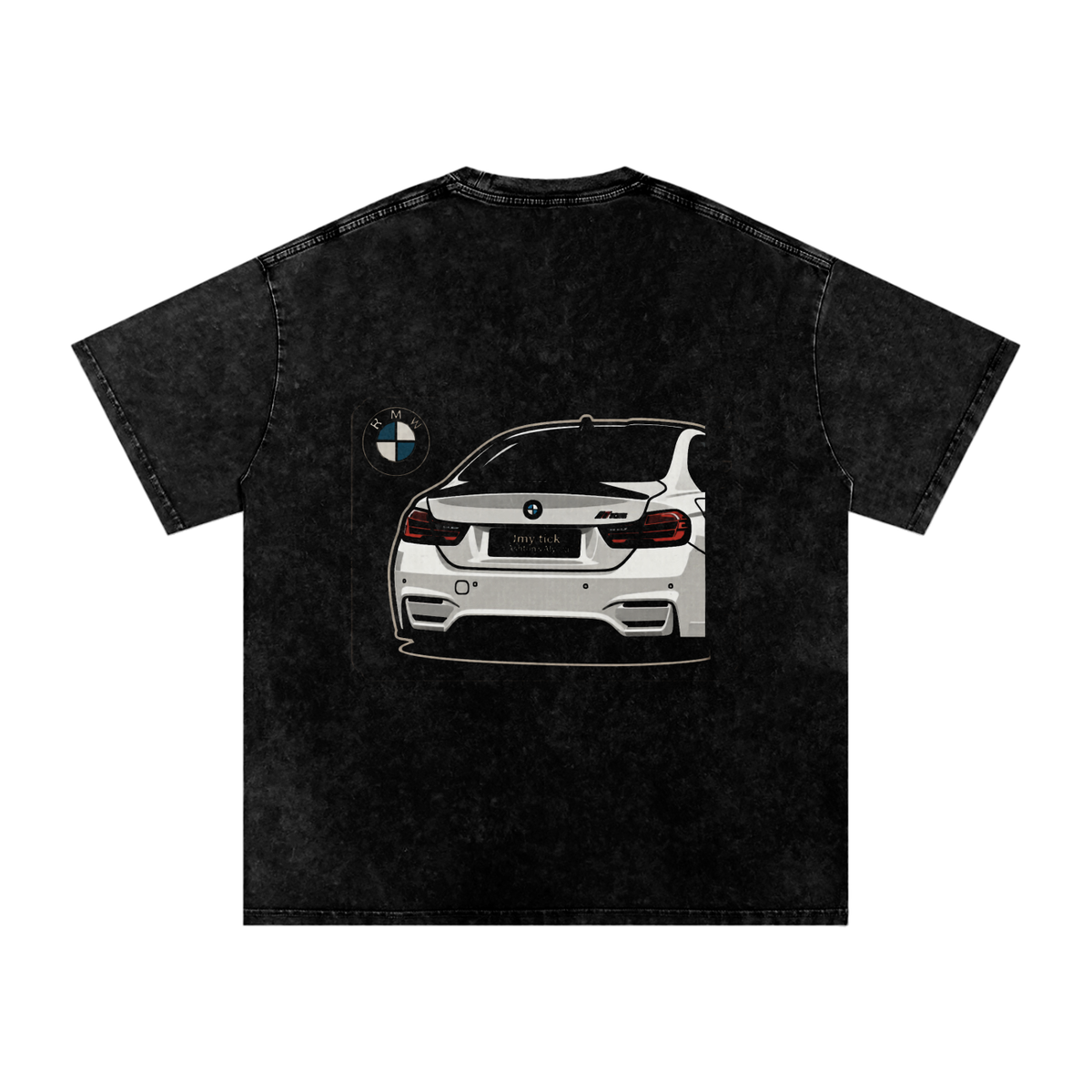 Snow Washed Oversized bow m4  Cotton T-Shirt
