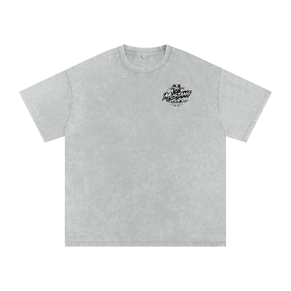 Snow Washed Oversized MUSTANG 5.0  Cotton T-Shirt